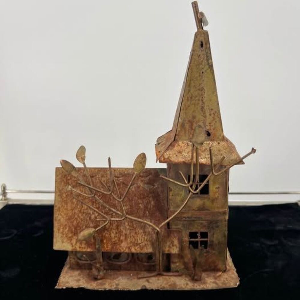 Rustic Metal Church Musical Sculpture